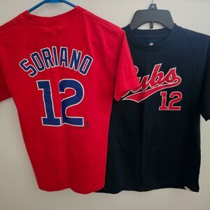 Lot of 2 Chicago Cubs Youth T-Shirts Alfonso Soriano #12 Majestic Medium Large